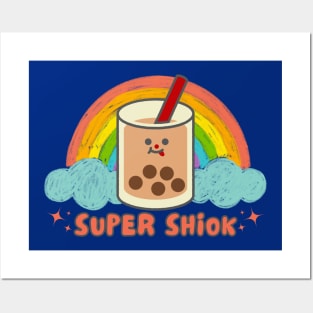 Super Shiok Bubble Tea Cute Colourful Rainbow Funny Singlish Posters and Art